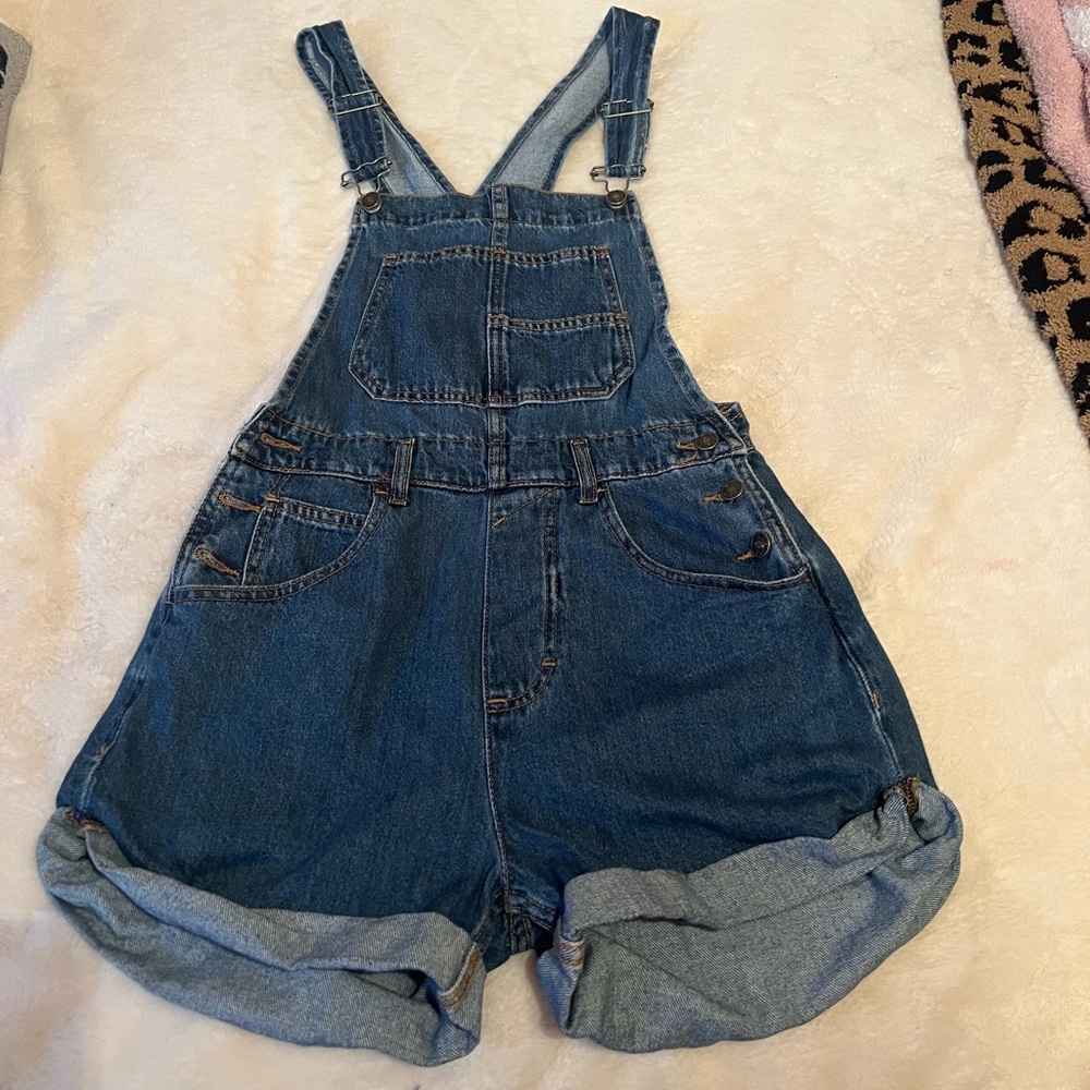 Free People Blue Denim Overalls